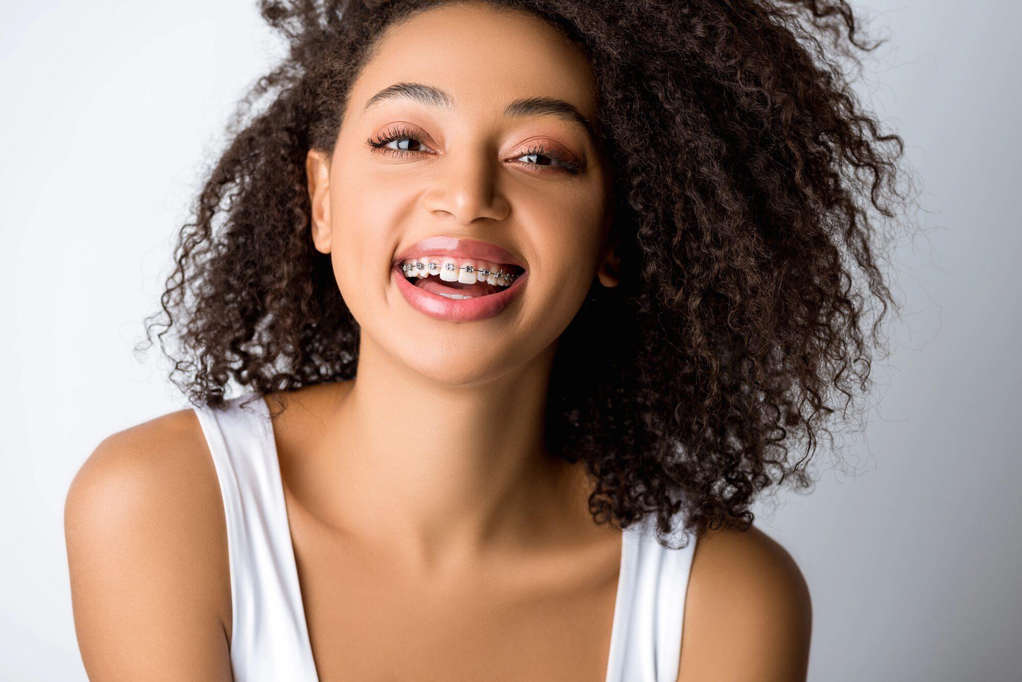 Patient wearing fixed braces